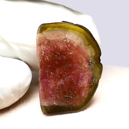 Gemma succosa ~ 8,46 Cts Tormalina naturale di anguria 21,6 mm fetta lucida pietra preziosa - Foto 3 di 11