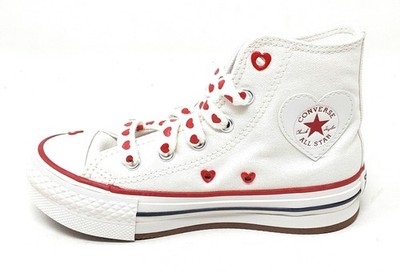 Converse Mädchen Canvas Schuh Modell A19063C Valentinstag weiß rot Herz