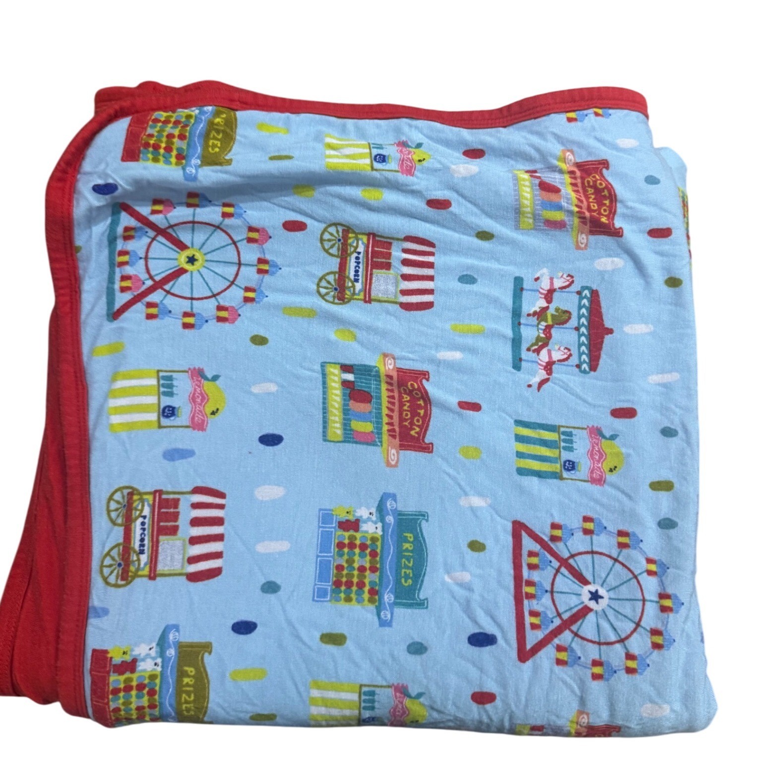 Kiki Lulu Toddler Blanket Ferris Wheel Carnival Print Red Trim Soft