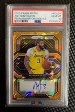 2020-21 Prizm Anthony Davis Penmanship Orange Ice PSA 10 Auto