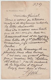 Marshal Ferdinand Foch Signed Letter French Army Officer