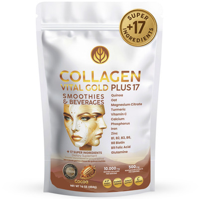 Cocoa Collagen Powder 16 Oz | BioSynergy Wellness Formula +17 Ingredients.