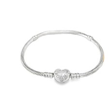 Pandora Logo Heart Silver 925 Moments Chain Bracelet 590719-18 woman 7.1" NEW