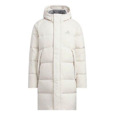 adidas Linear Mid Length Down Jacket Solid Color Hooded Simple Down Coat