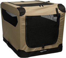 Amazon Basics Foldable Soft-Sided Pet Crate Carrier Tan/Black
