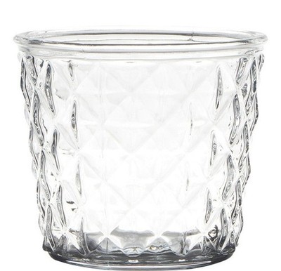 INNA-Glas Votivglas IRYNA mit Rautenmuster, klar, 10cm, Ø11cm