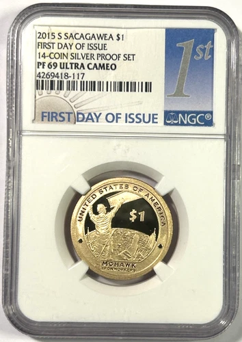 2015s Sacagawea Proof Dollar, PF69UCam NGC, FDOI from 14-Coin Silver Proof Set!