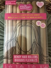 THE VINTAGE COSMETIC HEATLESS 18 PIECE BENDY HAIR ROLLERS Open Box. Free Ship 