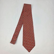 Brooks Brothers Makers Silk Tie Red Paisley Geometric Classic 58x3.5 USA Made