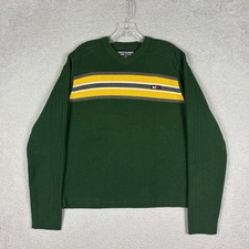 Vtg Abercrombie  Fitch Sweater Men  s Medium Green Yellow Striped 90s Y2K