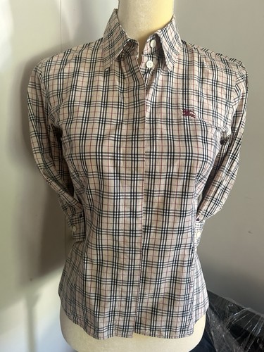 BURBERRY Blue Label Womans Beige Novacheck Size 38 3/4 Sleeves.