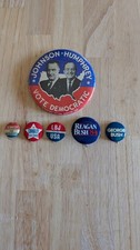 Assorted Political Pin Pinback Buttons, Lot of 6, JFK, LBJ, Reagan, Bush.