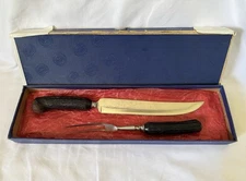 Universal Stainless Steel Vintage Carving Set Knife & Fork With Antler Handles