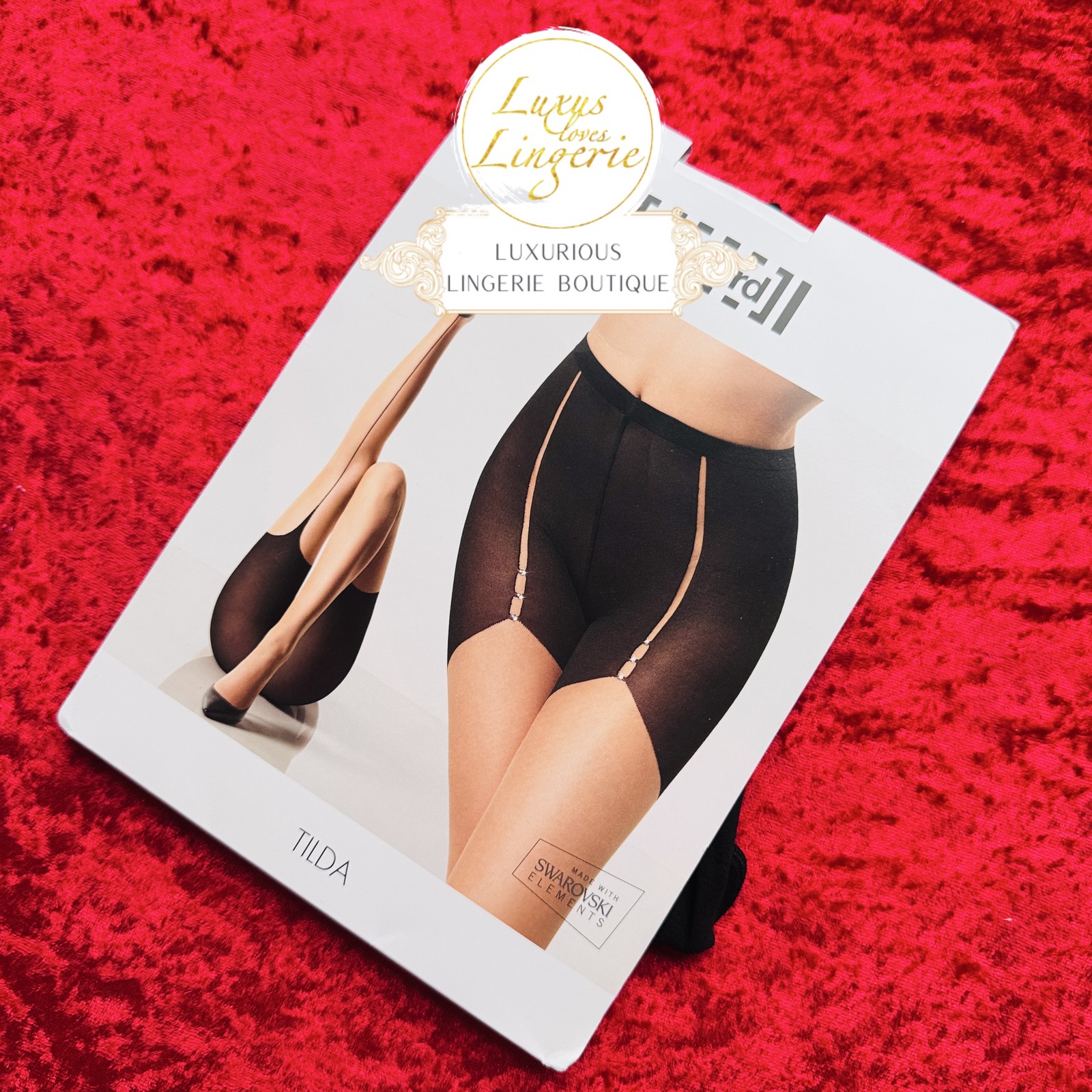 Tilda Tights by Wolford L Black Stayup Tights with Swarovski Elements