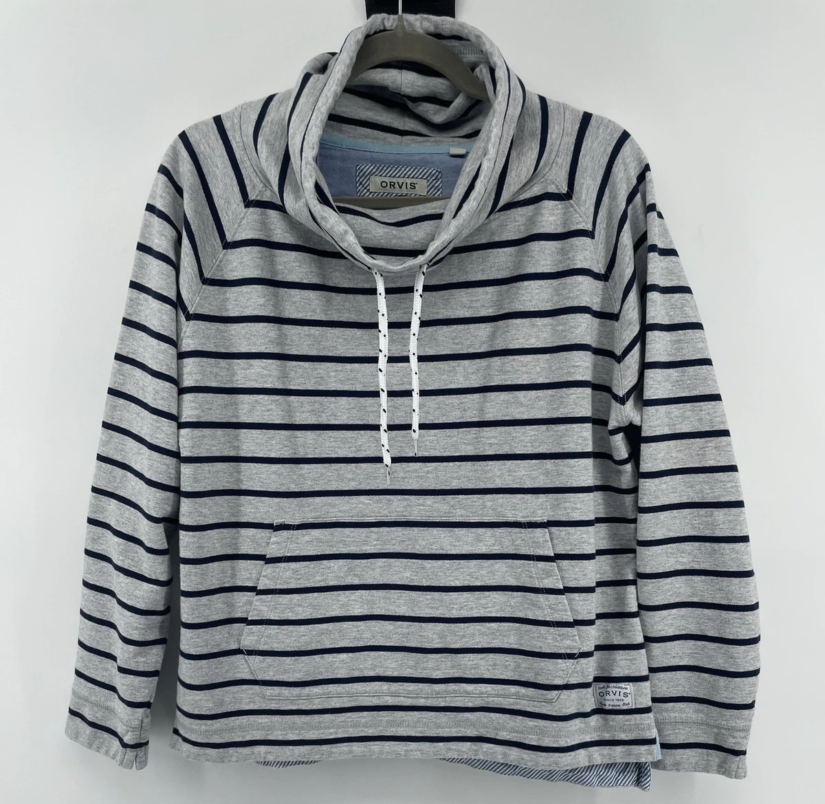 Pull à Capuche Femme Orvis – Taille M, Vert Rayé, Coton, Avec Poches