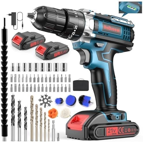 TRAPANO AVVITATORE A BATTERIA 21V 3 IN 1 SET ACCESSORI 61 PEZZI 2 BATTERIE INCLU