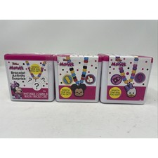 Lot 3 Disney Jr. Minnie Mouse Bracelet Activity Surprise Set 30 Beads Charm Cord