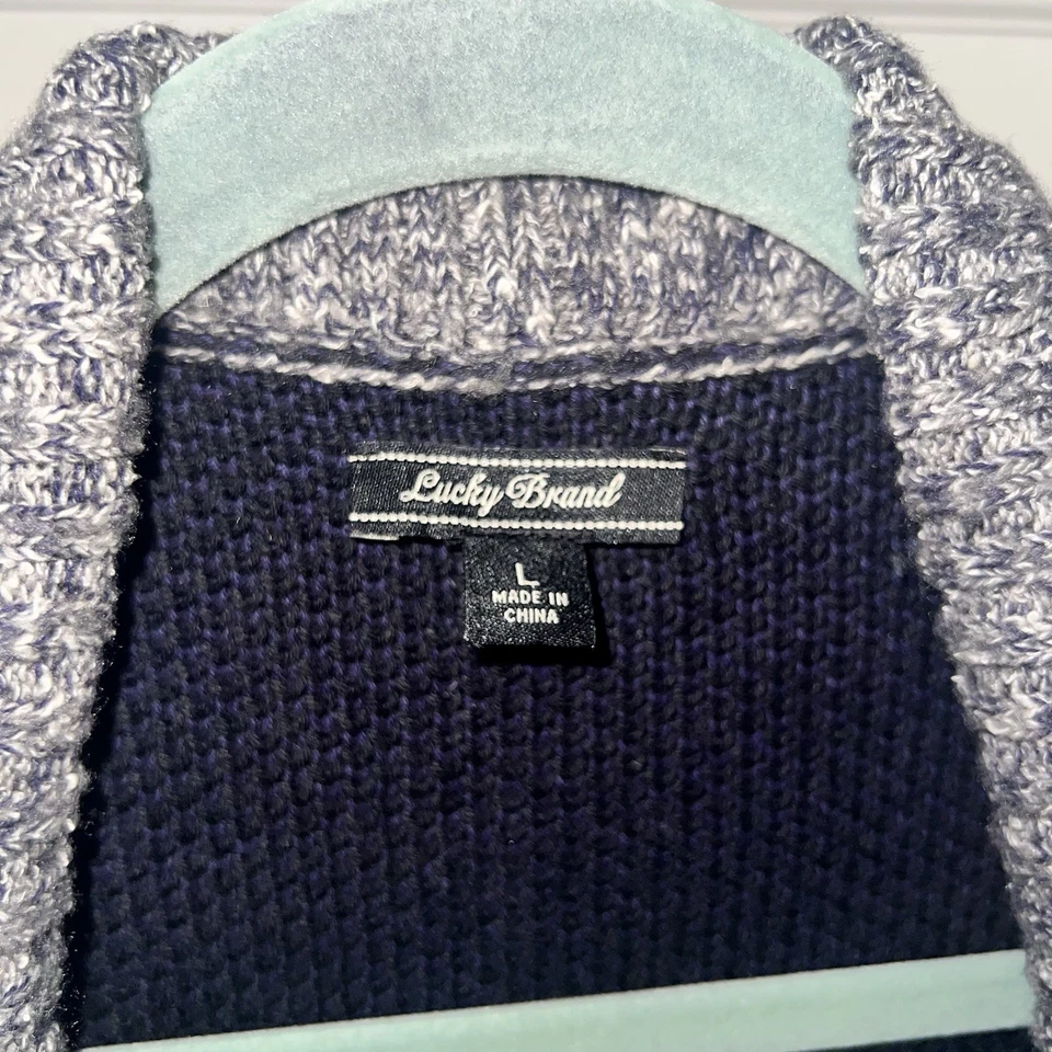 Suéter cárdigan estampado azteca Lucky Brand para mujer talla L negro y gris Foto 4 de 4