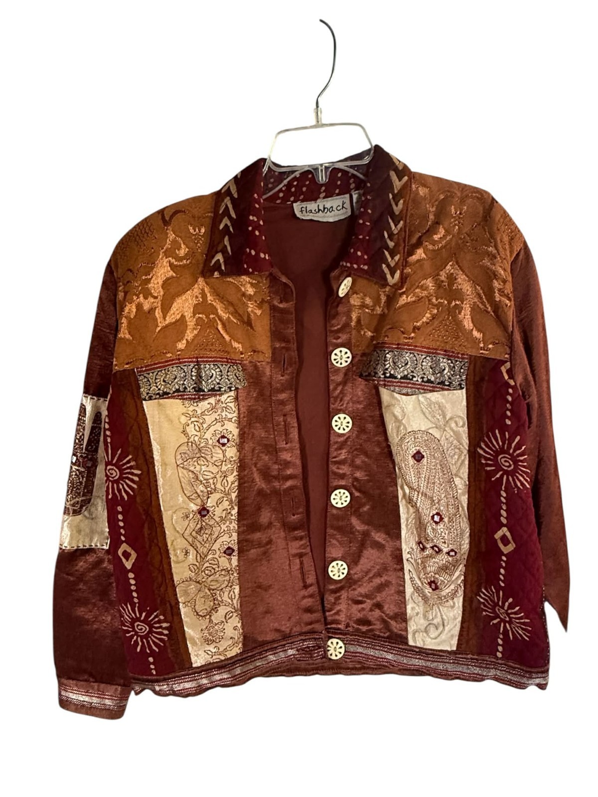 Boho Patchwork Art Jacket Flashback Women Medium … - image 2