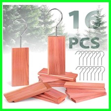 16 Pack Natural Cedar Planks with Hooks - Fresh Aroma for Wardrobes Drawers