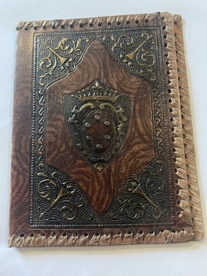 Vintage Italian Hand-Tooled Leather Book Cover Medici Coat of Arms Florentine