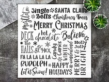 Christmas Background Words Wall Art Reusable Stencil - StencilAir