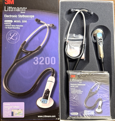 【最上位機種】Littmann 電子聴診器 3200 ブラック【廃盤】 NEW 3M Littmann 3200 Electronic Stethoscope | Black | Bluetooth