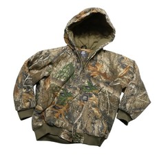 Berne Jacket Youth Medium 10-12 Brown Camo Hooded Bomber Insulated Realtree