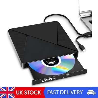 Externes CD DVD Laufwerk für Laptop USB 3.0 Typ-C Slim Portable Player CD DVD RW