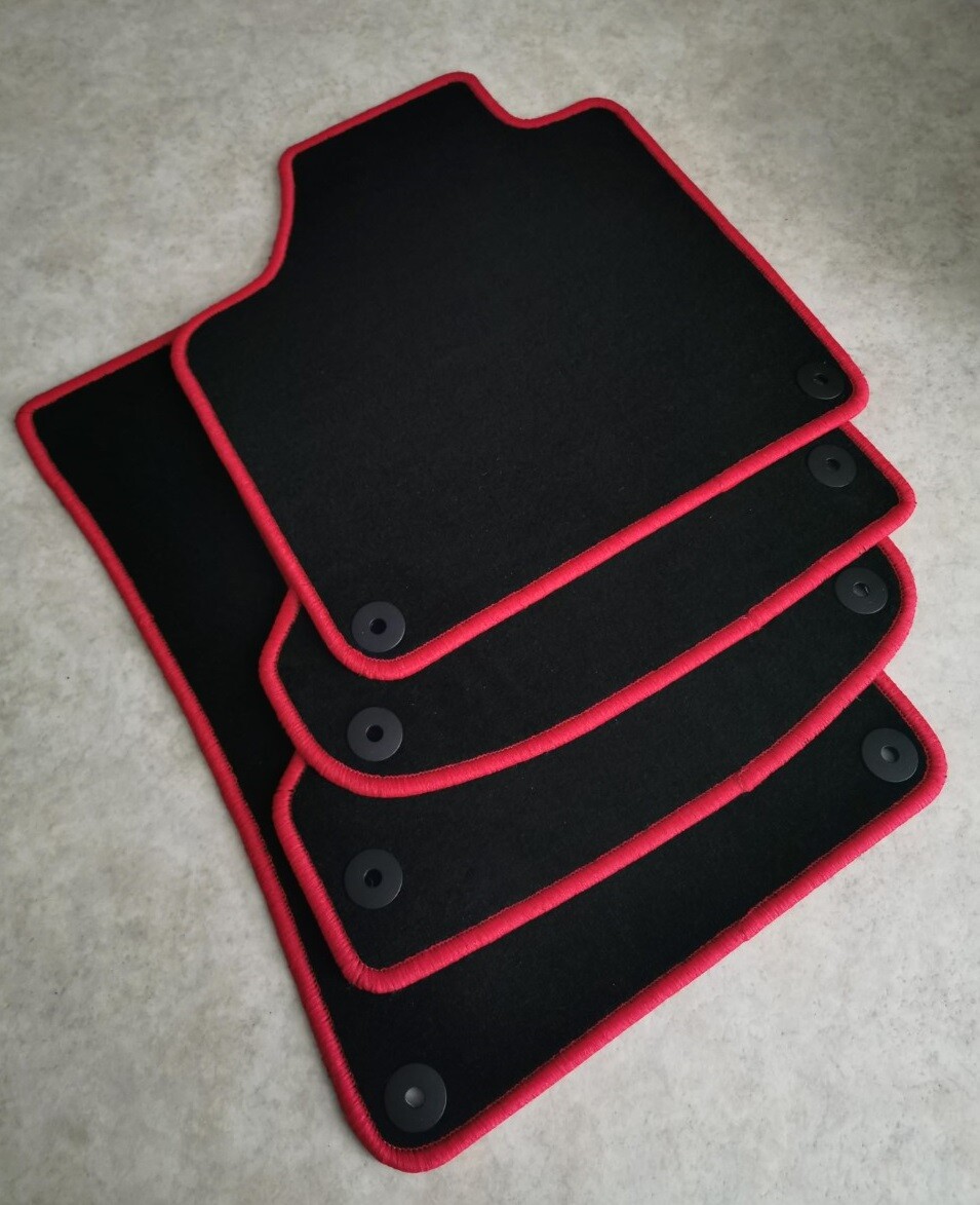 Tapis de sol Audi A3 8P 8PA sur mesure auto moquette noire et rouge 2003-2011