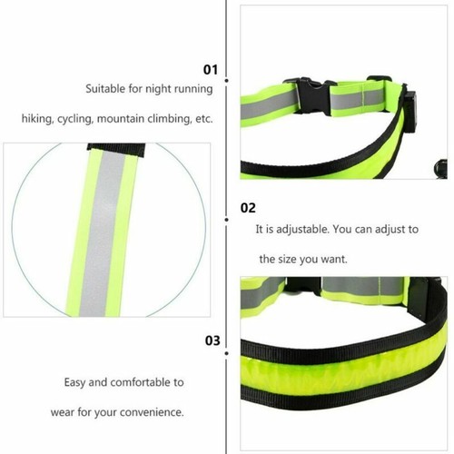 LED Reflektierender Gürtel Verstellbar Reflektierend Sicherheit Wiederaufladbarer Gürtel (Grün) - Bild 9 von 12