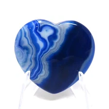 Blue Agate Stone Heart #893- 40mm or 1.5" - Valentines Day  Love Pocket Gemstone