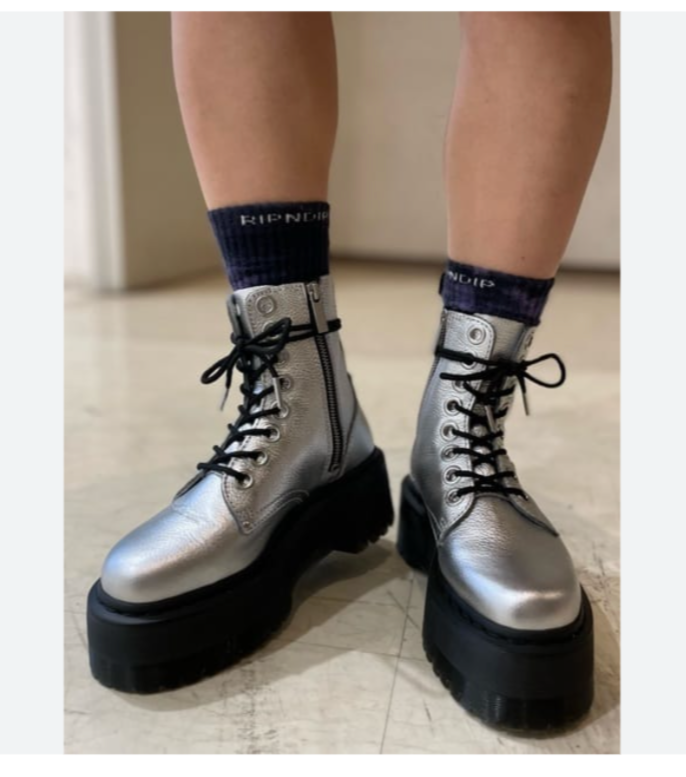 DR. MARTENS JADON MAX METALLIC LEATHER PLATFORMS MSRP$260 Soft
