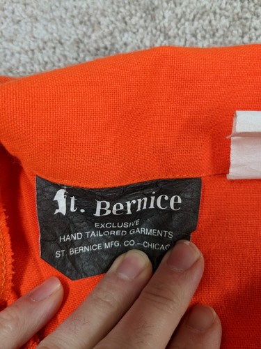 Vintage St Bernice Blaze Orange Coveralls Mens XL USA Made Hand Tailored Chicago - Picture 7 of 17