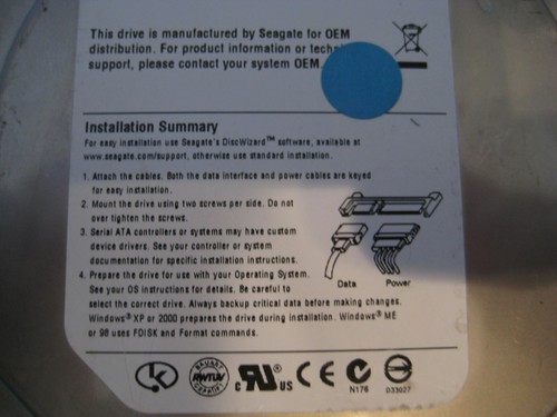Seagate ST3160212SCE P/N: 9BE112-160 160 GB F/W: 3.ACF WU - Foto 4 di 4