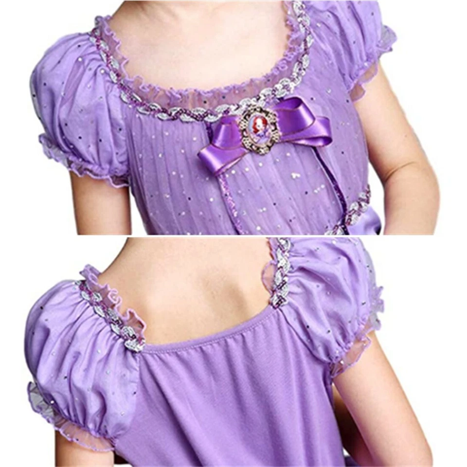 Conjunto de 10 piezas de disfraz de princesa púrpura Sofía para niños pequeños Halloween fiesta vestido Foto 4 de 4