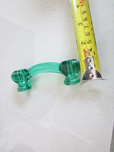 2 SMARAGDGRÜNE GLASSCHRANKGRIFFE SCHUBLADENGRIFFE VINTAGE STIL - Bild 7 von 7