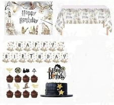 Conjunto de suministros de fiesta de cumpleaños Wizard - Banner de feliz cumpleaños, adorno de pastel, cupcake