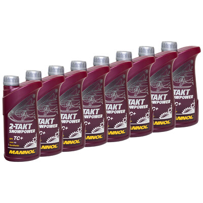 Motoröl 2-Takt Snowpower Schneemobilöl Scheemobile MANNOL API TC+ 8x 1 Liter Oel