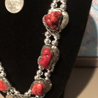 Jewelier Coin Silver (.900) & Genuine RED RHODONITE  Squash Blossom Necklace — photo 3