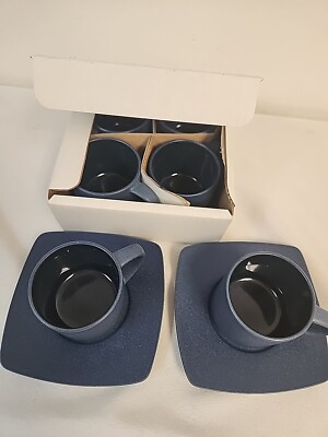 Sasaki Kyoto Cobalt Blue  Espresso 6 Cups &2  Saucers  8 PCS  Japan #19000 NEW
