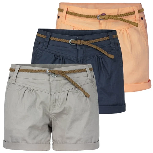 SUBLEVEL Damen Shorts kurze Hose mit abnehmbarem Gürtel 4 Taschen Bundfalten - Bild 1 von 4
