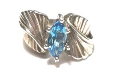 Vintage Sterling Silver Blue Topaz Ring Ladies sz 6