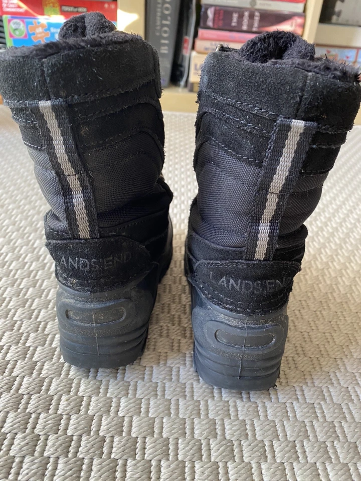 Lands End Niños Invierno Botas de Nieve/Talla 10M/Negro/Excelente Estado Foto 4 de 4