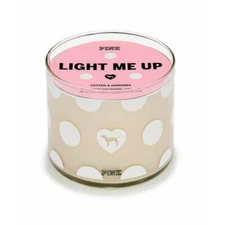 Victoria's Secret Pink LIGHT ME UP Candle Cotton & Gardenia Polka Dot NEW 14.5oz