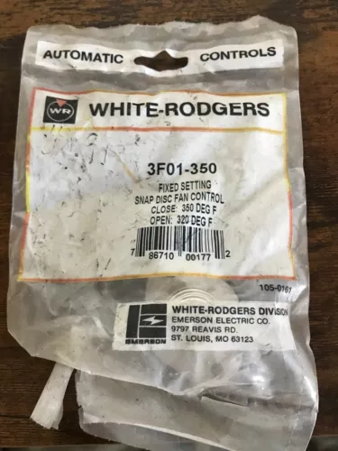 WHITE RODGERS 3F01-350 FIXED SETTING SNAP DISC FAN CONTROL - NEW OLD STOCK