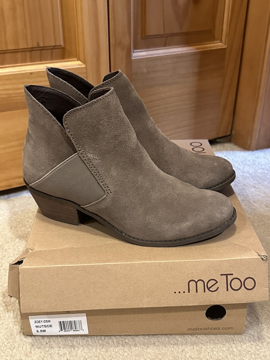 Me Too Zoey Tan Suede Leather Booties Ankle Boots, Size