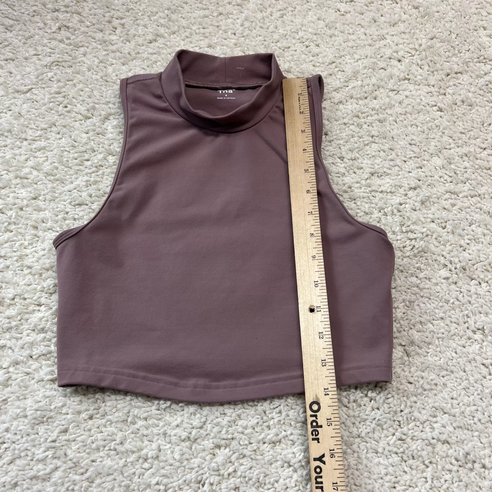 aritzia butter cropped mock fitted stretch nylon shirt