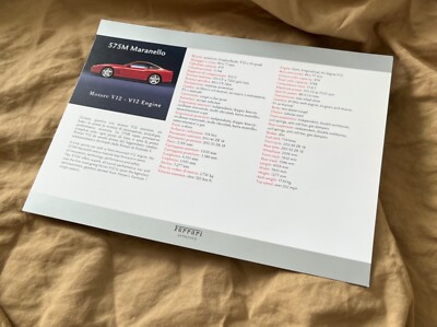 FERRARI 575M MARANELLO technical information card brochure Prospekt
