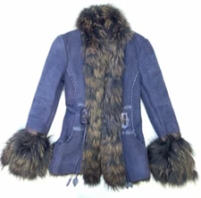 ROBERTO CAVALLI Suede Fox Fur Jacket Sz 40